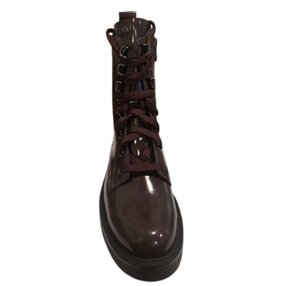 DKNY Talma Lace-Up Combat Boots in Burgundy Size 8 - Picture 7 of 10